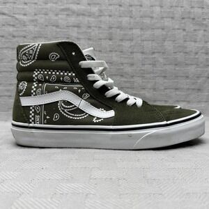 Vans Sk8-Hi Shoes Womens Size 7 Green Suede High Top Paisley Sneakers Casual